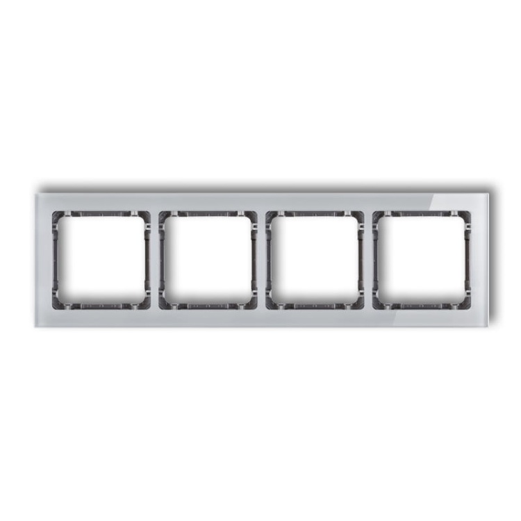 Ramka uniwersalna z efektem szkła, poczwórna, szara z wypełnieniem grafitowym