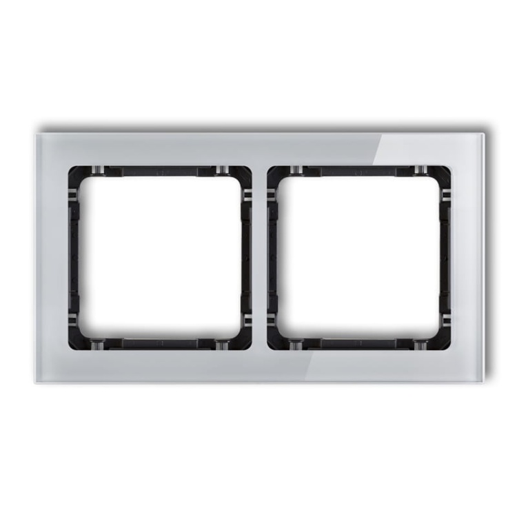 Ramka uniwersalna z efektem szkła, podwójna, szara z wypełnieniem czarnym