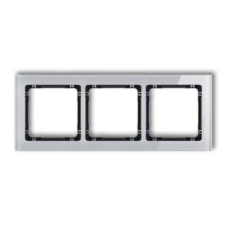 Ramka uniwersalna z efektem szkła, potrójna, szara z wypełnieniem czarnym