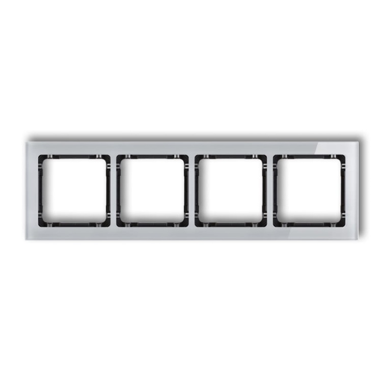Ramka uniwersalna z efektem szkła, poczwórna, szara z wypełnieniem czarnym