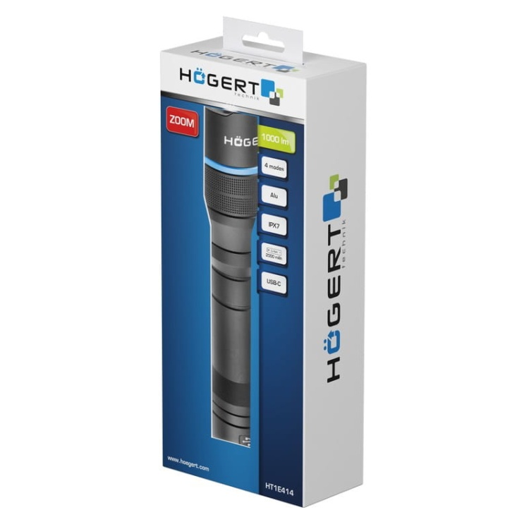 Latarka LED z wbudowanym akumulatorem 2000mAh 1000lm IPX7 HT1E414 Högert