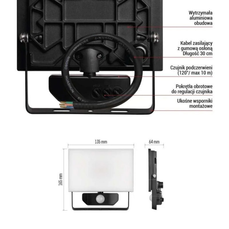 Naświetlacz LED TAMBO ZS2922 20W 4000K 2000lm IP54 IK06 z czujnikiem ruchu PIR – EMOS