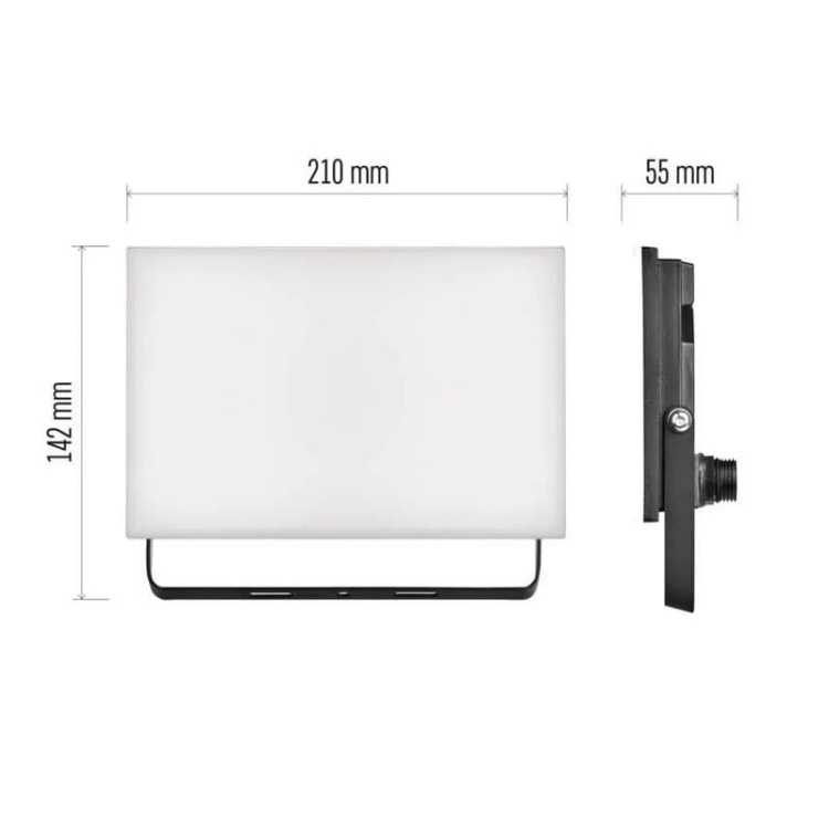 Naświetlacz LED TAMBO 50W 5000lm 4000K IP65 IK08 czarny Emos wymiary