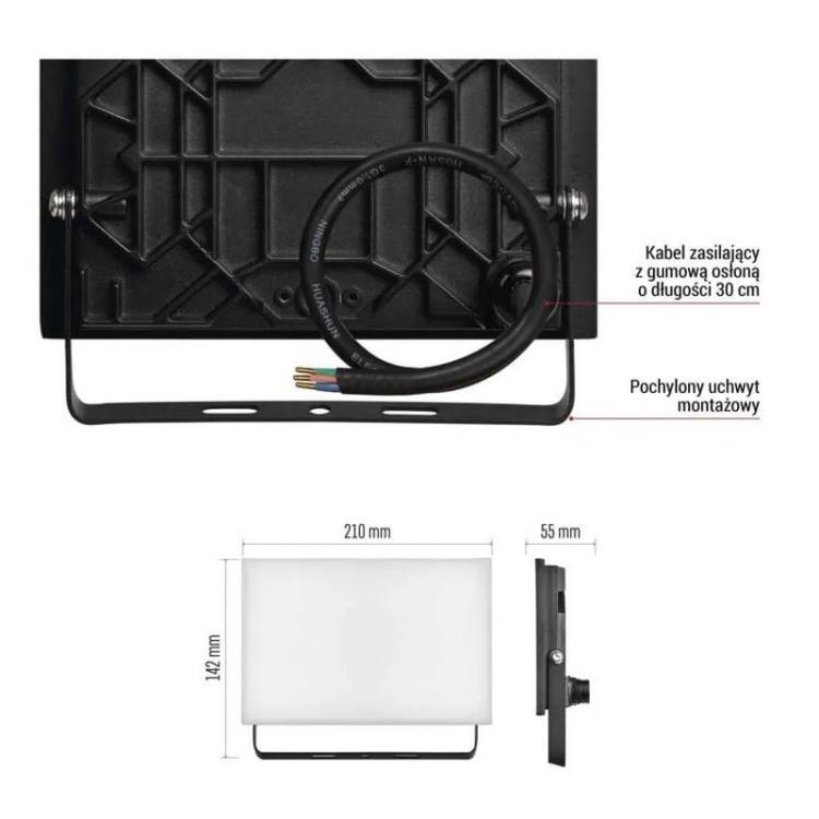 Naświetlacz LED TAMBO 50W 5000lm 4000K IP65 IK08 czarny Emos info