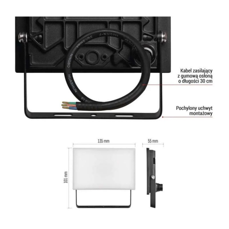 Naświetlacz LED TAMBO 20W 2000lm 4000K IP65 IK08 czarny Emos info