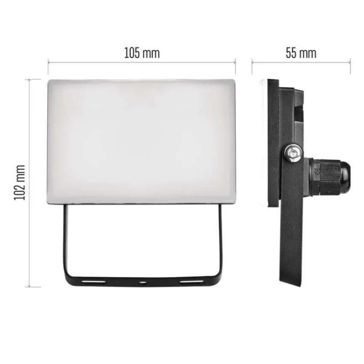 Naświetlacz LED TAMBO 10W 1000lm 4000K IP65 IK08 czarny Emos wymiary