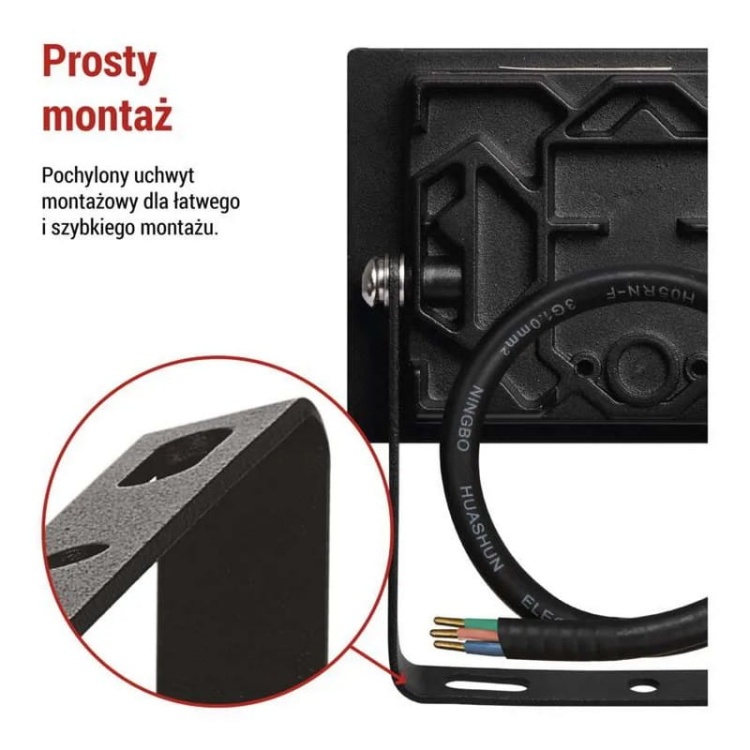 Naświetlacz LED EMOS TAMBO ZS2512 10W 4000K 1000lm IP65 IK08 czarny z czujnikiem PIR – prosty montaż natynkowy