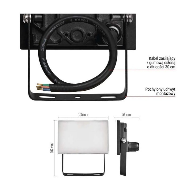 Naświetlacz LED TAMBO 10W 1000lm 4000K IP65 IK08 czarny Emos info