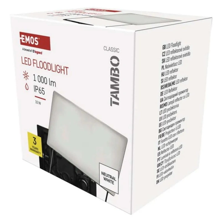 Naświetlacz LED TAMBO 10W 1000lm 4000K IP65 IK08 czarny Emos opakowanie