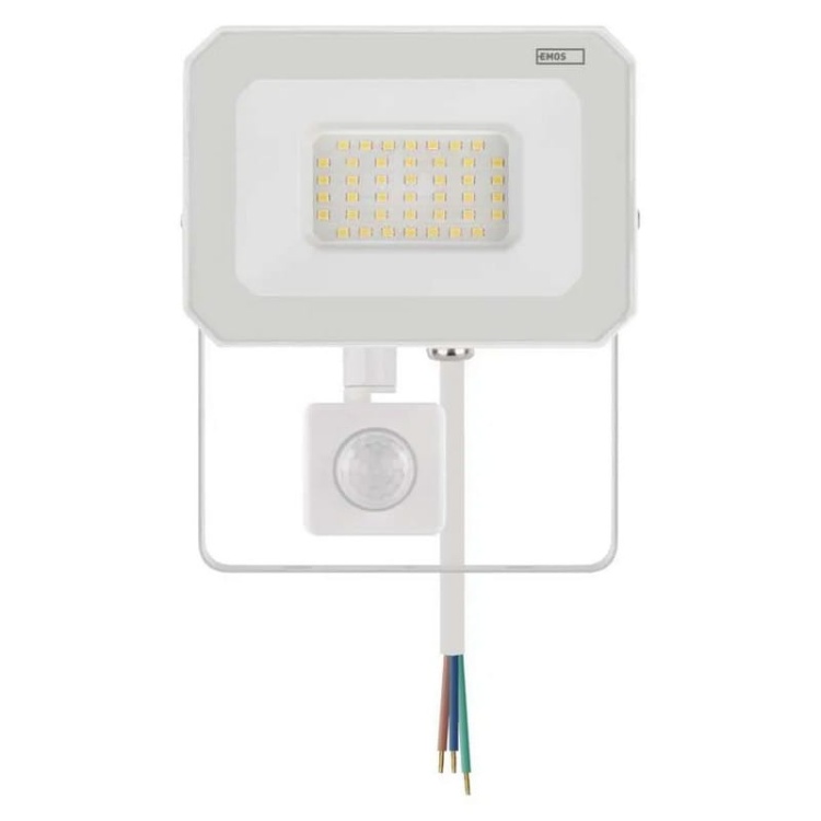 Naświetlacz LED EMOS SIMPO ZS2333W 30W 4000K 3000lm IP44 biały z czujnikiem PIR kabel – montaż natynkowy