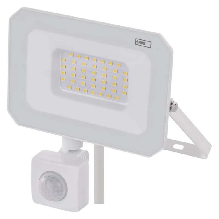 Naświetlacz LED EMOS SIMPO ZS2333W 30W 4000K 3000lm IP44 biały z czujnikiem PIR – montaż natynkowy