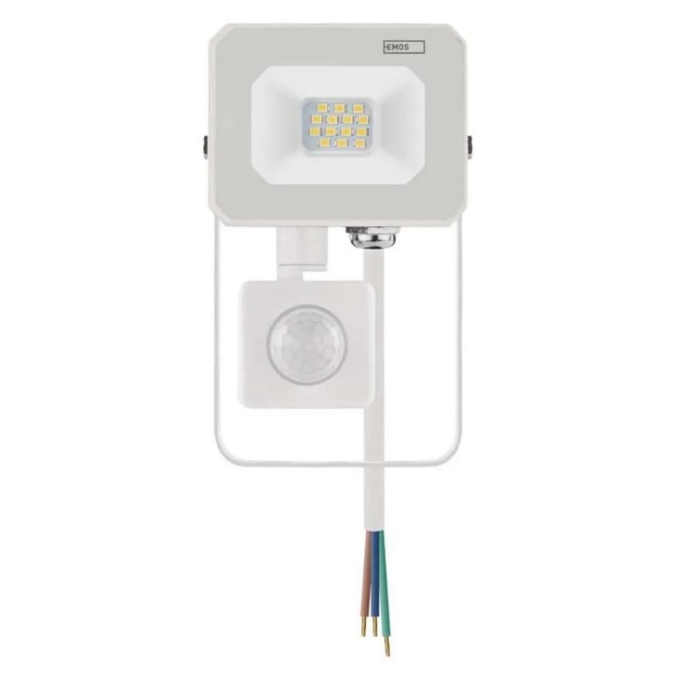 Naświetlacz LED EMOS SIMPO 10W 4000K 1000lm IP44 biały z czujnikiem PIR z kablem – EMOS