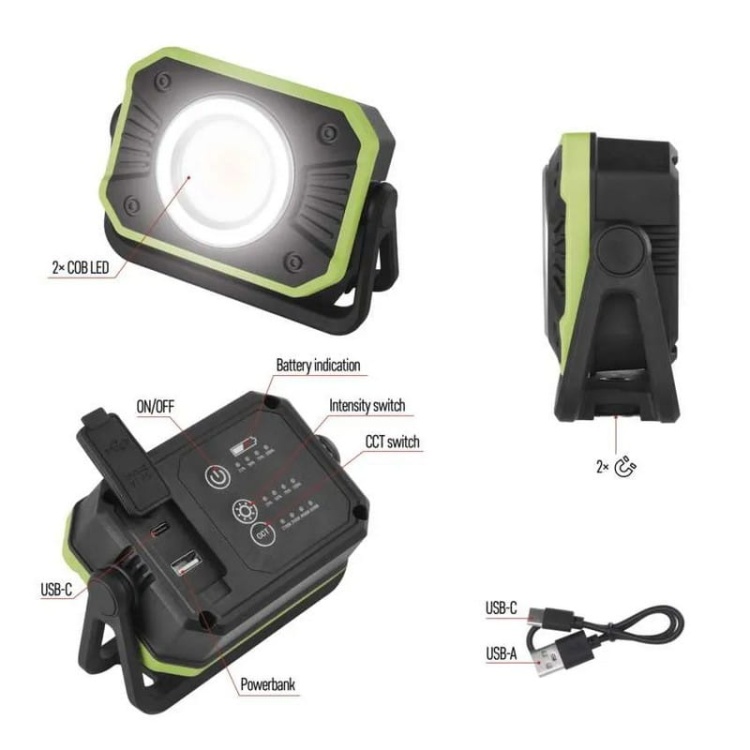 Naświetlacz COB LED 3.7V 4400 mAh 900lm 2700-6500K P4542 Emos zestaw