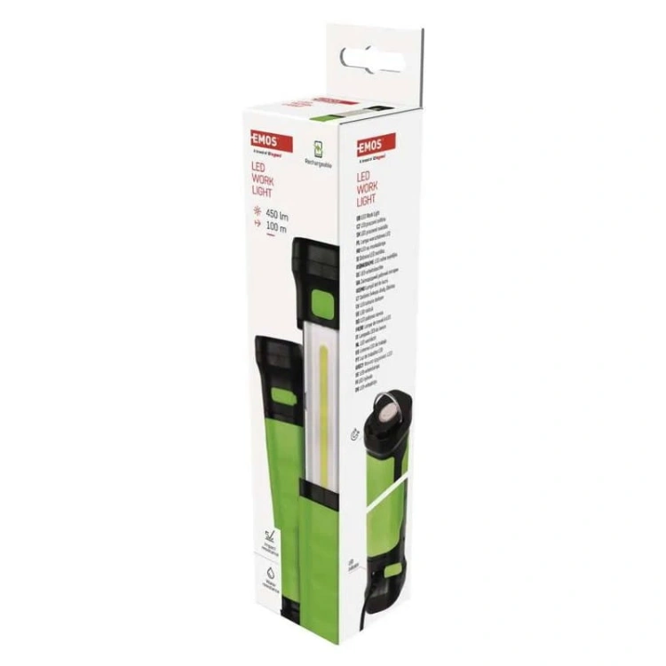 Lampa warsztatowa COB LED akumulatorowa 3.7V 2000mAh 450lm IP44 P4541 Emos opakowanie