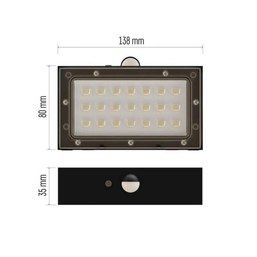 Oprawa LED Garden BRIXO solarna z PIR 4000K 350lm czarna IP65 Emos