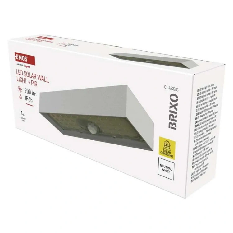 Oprawa LED Garden BRIXO solarna z PIR 4000K 900lm biała IP65 Emos