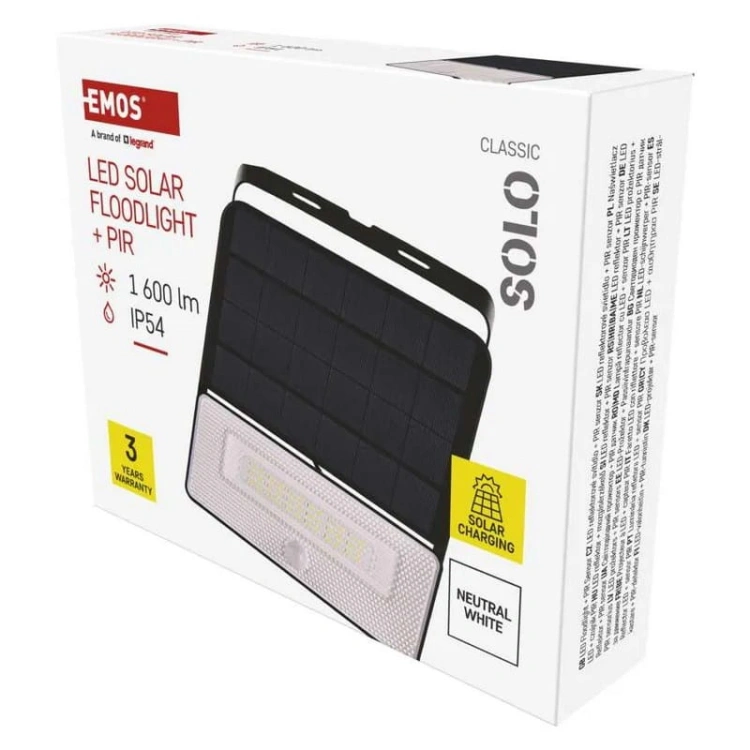 Naświetlacz LED Garden SOLO solarny z PIR 4000K 1600lm IP54 Emos