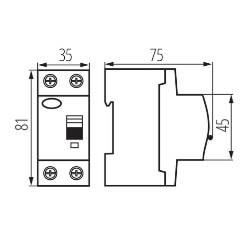 Wyłącznik różnicowo-prądowy 2P KRD6-2 IDEAL wymiary