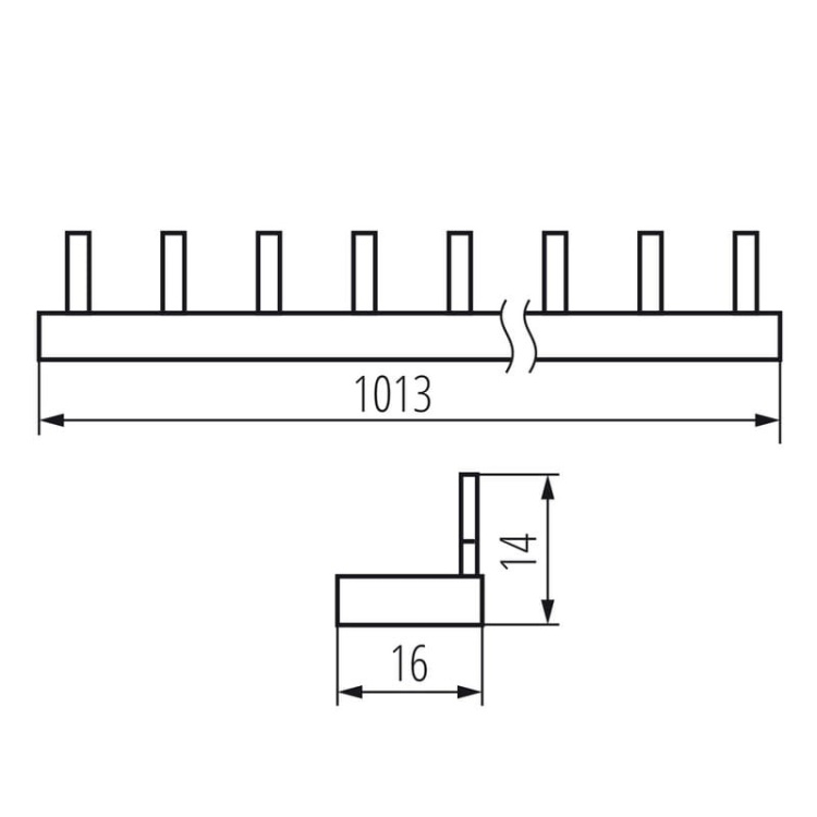 Szyna łączeniowa kołkowa KBBI-1x56 Ideal 24216 wymiary