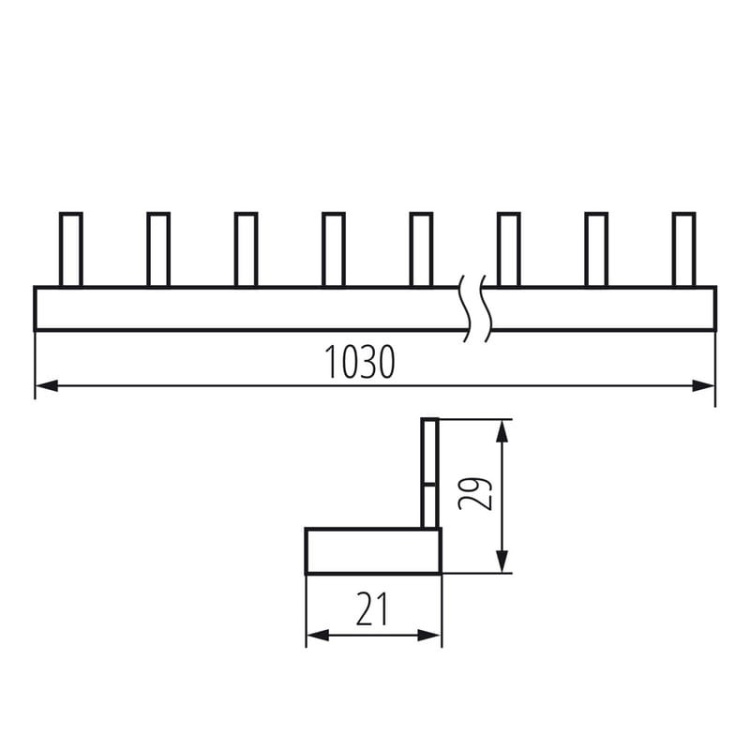 Szyna łączeniowa kołkowa KBBI-4x14 Ideal 24219 wymiary
