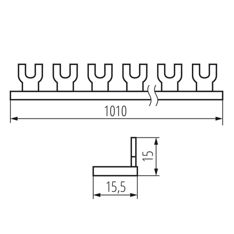 Szyna łączeniowa widełkowa KBBU-1x56 Ideal 24212 wymiary