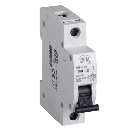 Wyłącznik z zabezpieczeniem nadmiarowoprądowym 1P KMB6-C40/1 40A Ideal 23173