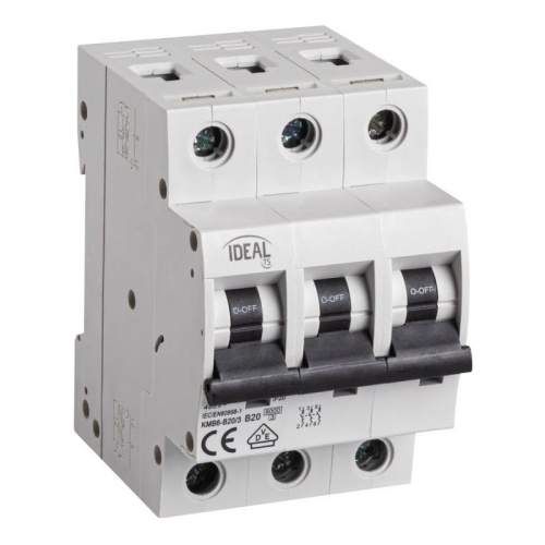 Wyłącznik z zabezpieczeniem nadmiarowoprądowym 3P KMB6-B20/3 20A Ideal 23152