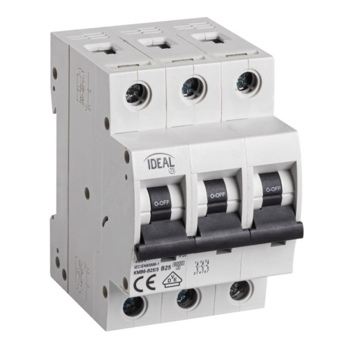 Wyłącznik z zabezpieczeniem nadmiarowoprądowym 3P KMB6-B25/3 25A Ideal 23153