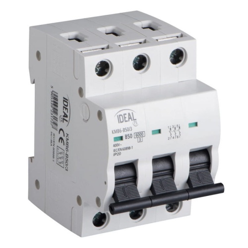 Wyłącznik z zabezpieczeniem nadmiarowoprądowym 3P KMB6-B50/3 50A Ideal 23172