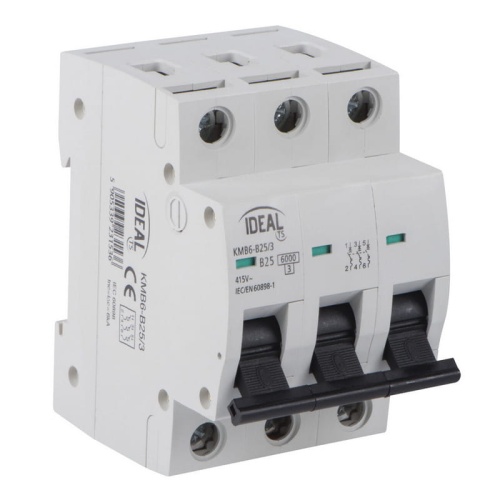 Wyłącznik z zabezpieczeniem nadmiarowoprądowym 3P KMB6-C6/3 6A Ideal 23167