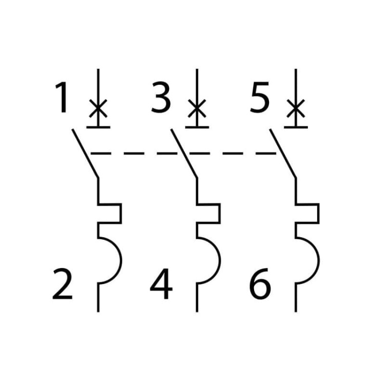 Wyłącznik z zabezpieczeniem nadmiarowoprądowym 3P KMB6-C6/3 6A Ideal 23167 schemat