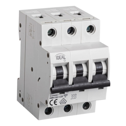 Wyłącznik z zabezpieczeniem nadmiarowoprądowym 3P KMB6-C25/3 25A Ideal 23148