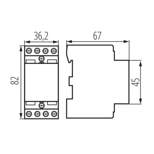 Stycznik modułowy sterowanie 230V KMC-20-40 Ideal 23241 wymiary