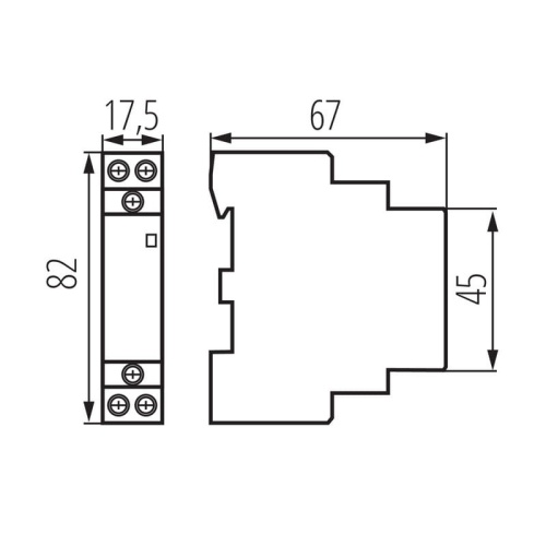Stycznik modułowy, sterowanie 230V KMC-20-20 Ideal 23240 wymiary