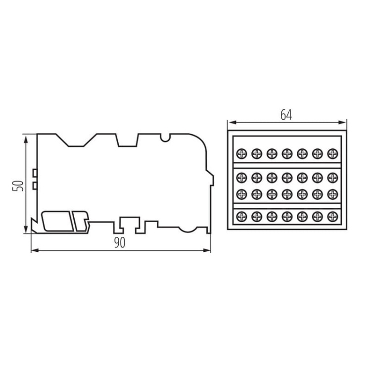 Blok rozdzielczy KTB-125-7-M Ideal 23334 wymiary