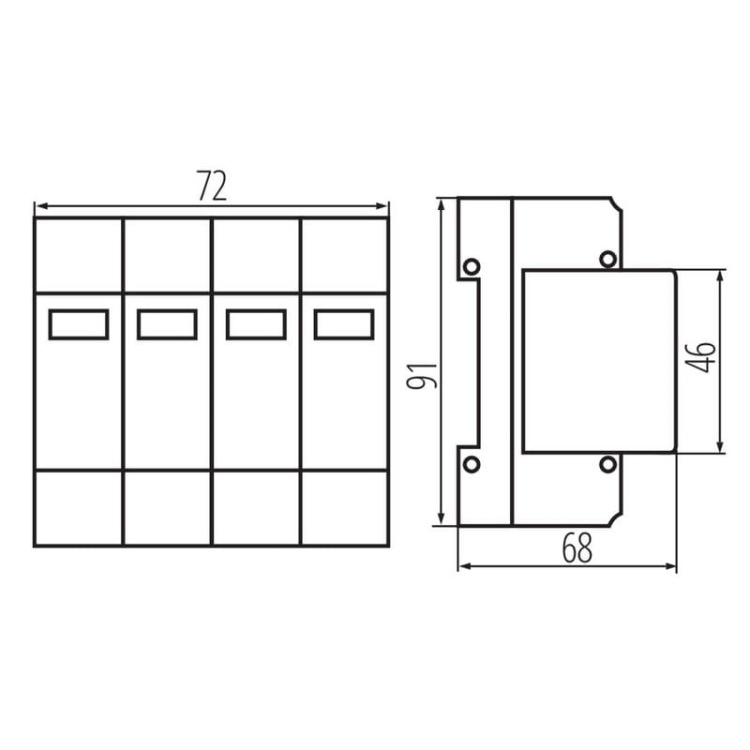 Ogranicznik przepięć KSPD-T2 275/160 3P+N Ideal 36312 wymiary