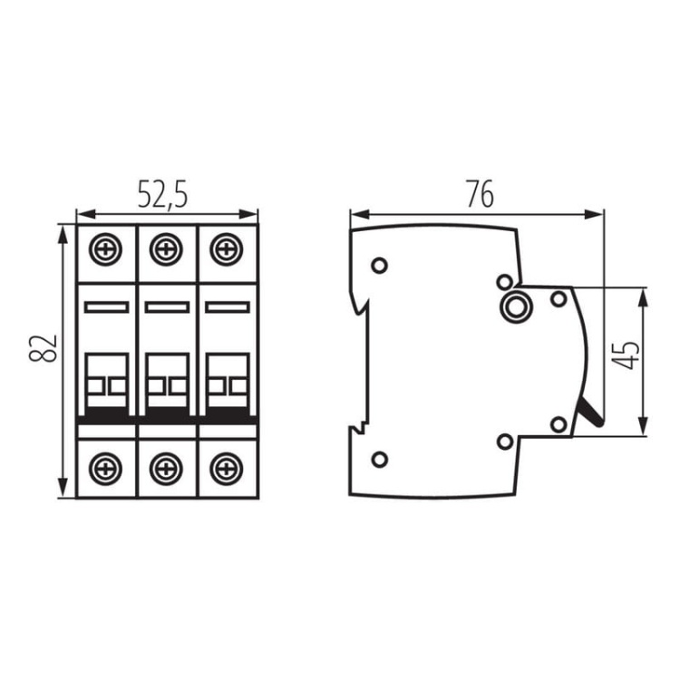 Rozłącznik izolacyjny modułowy KMI-3/40A Ideal 23232 wymiary