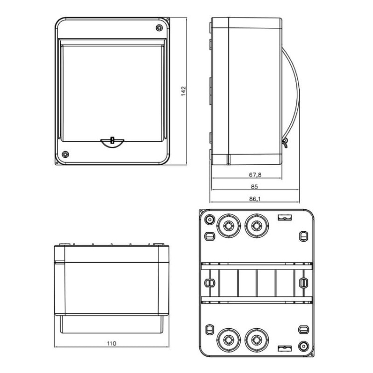 Obudowa natynkowa S-5 z szybką dymną IP40 PAWBOL wymiary