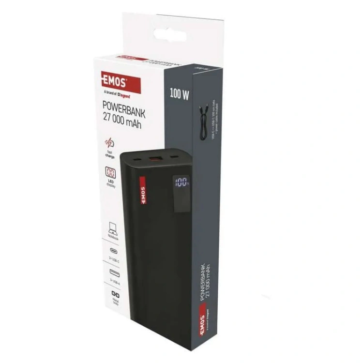 Powerbank do laptopa NTBF30 100W PD 27000mAh czarny Emos B0561B opakowanie
