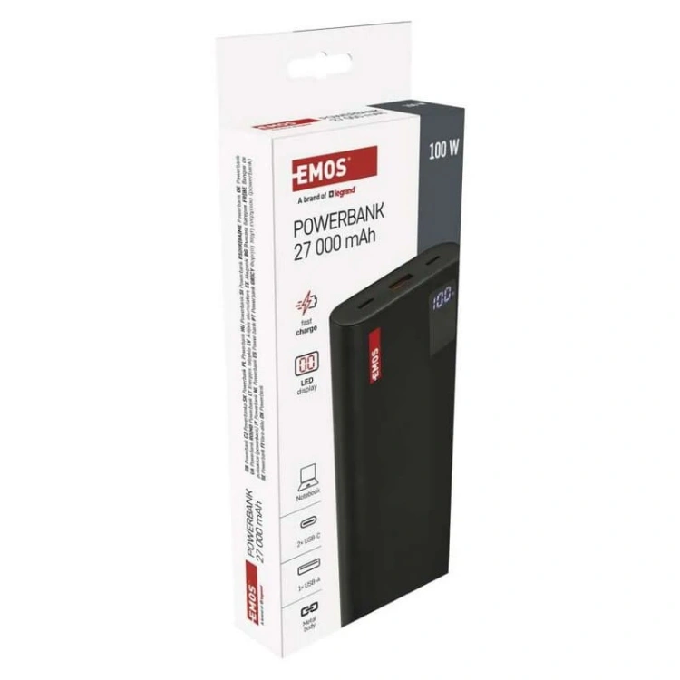 Powerbank do laptopa NTBF30 100W PD 27000mAh czarny Emos B0561B opakowanie