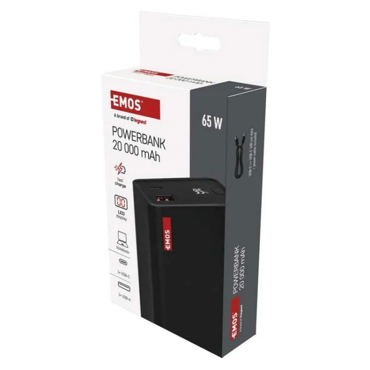 Powerbank do laptopa NTBF20 65W PD 20000mAh czarny Emos B0560B opakowanie