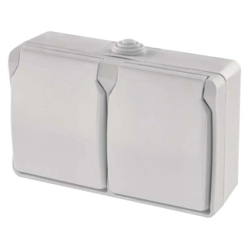 Gniazdo podwójne natynkowe białe IP44 Emos A1397.3