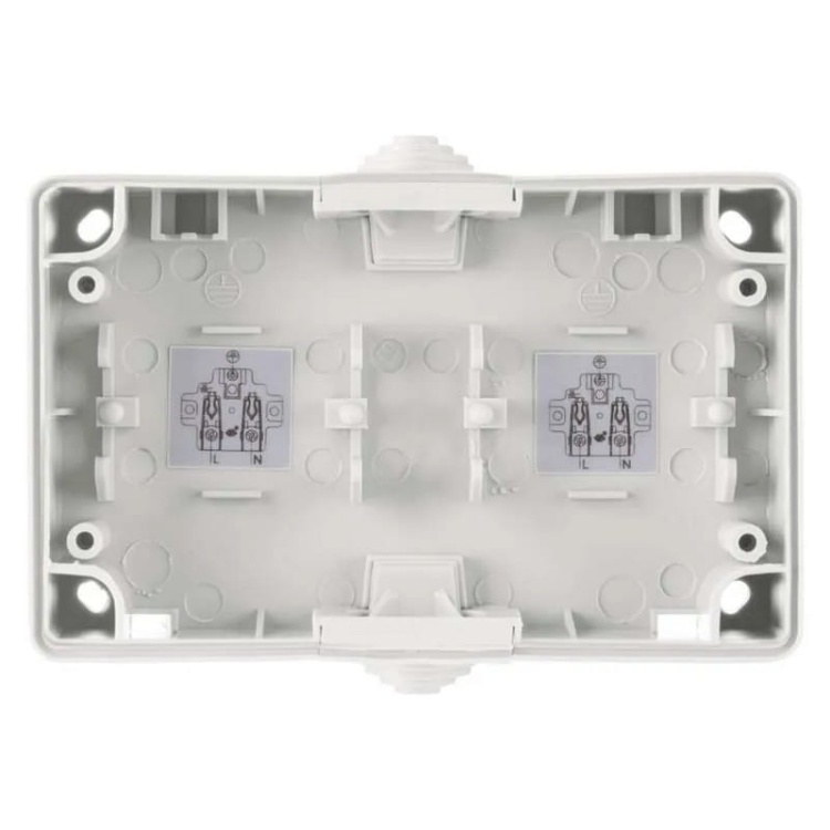 Gniazdo podwójne natynkowe białe IP44 Emos A1397.3 wnętrze