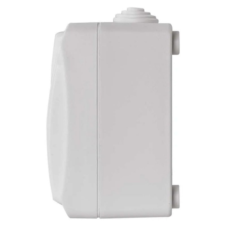 Gniazdo natynkowe i wyłącznik schodowy białe IP44 Emos A1397.5 bok