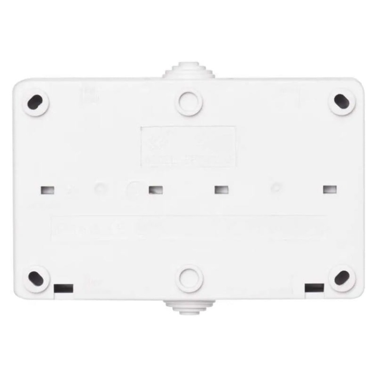 Gniazdo natynkowe i wyłącznik schodowy białe IP44 Emos A1397.5 tył