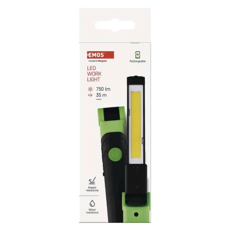 Lampa warsztatowa COB LED akumulatorowa 3.7V 2000mAh 750lm Emos P4540 opakowanie