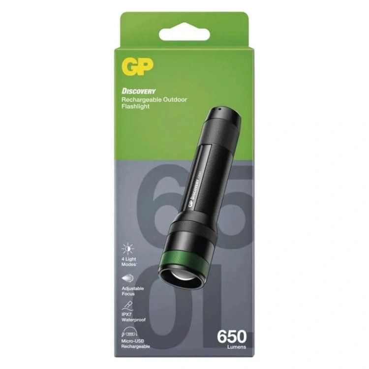 Latarka LED Discovery CR41 ładowalna 2550mAh 650lm IPX7 GP P8511 opakowanie