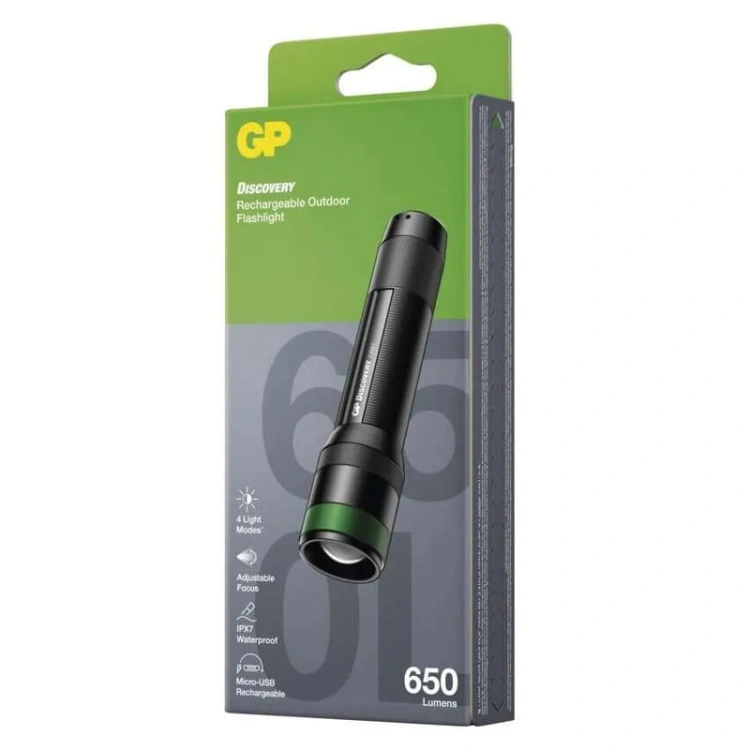 Latarka LED Discovery CR41 ładowalna 2550mAh 650lm IPX7 GP P8511 opakowanie