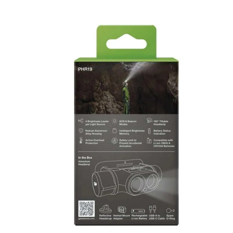 Latarka czołowa LED Xplor PHR19 ładowalna 1200lm 110m IPX8 GP P8569 opakowanie