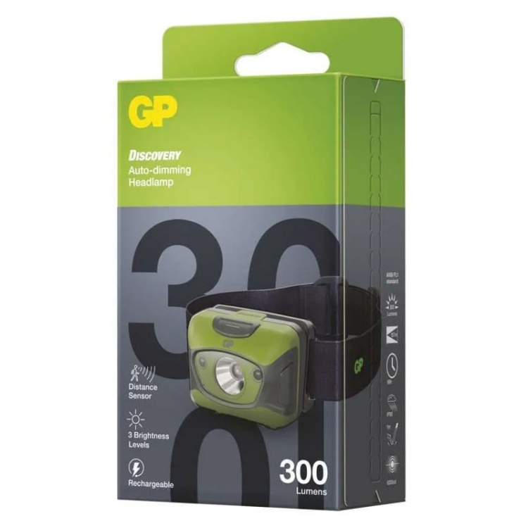 Latarka czołowa LED Discovery CHR41 ładowalna 300lm 157m IPX6 GP P8572 opakowanie